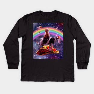 Space Dog Riding Cow Unicorn - Taco & Burrito Kids Long Sleeve T-Shirt